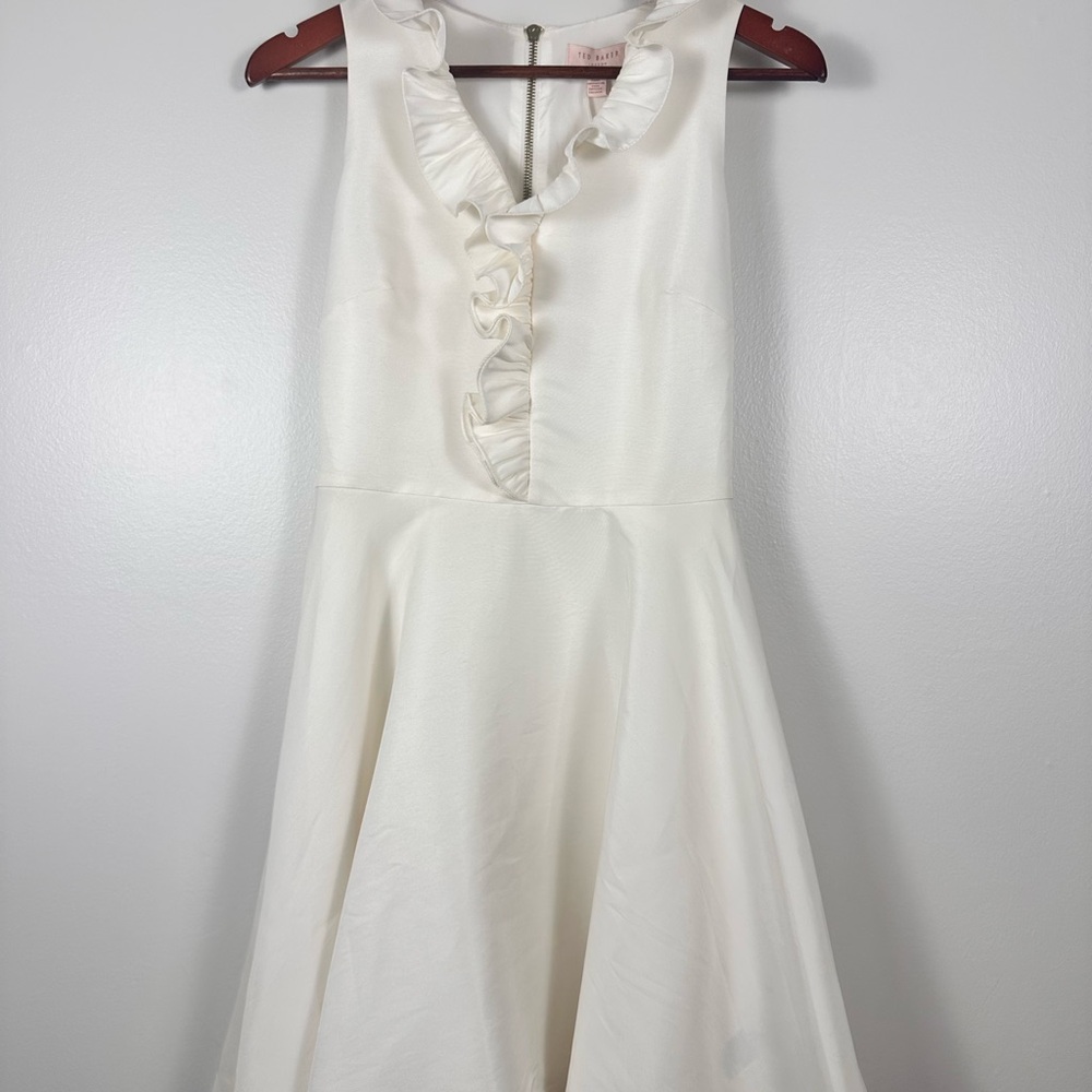 Ted Baker London Qwinn Dress Ruffled Twill Skater Dress Size 1 (US 8) Ivory